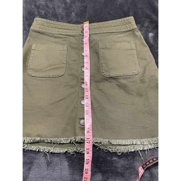 MADEWELL Station Olive Green Skirt Women's 8 Button Front Mini Raw Hem - Picture 10 of 11